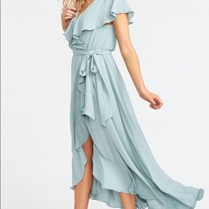 Jess Ruffle Midi Dress Silver Sage Crisp